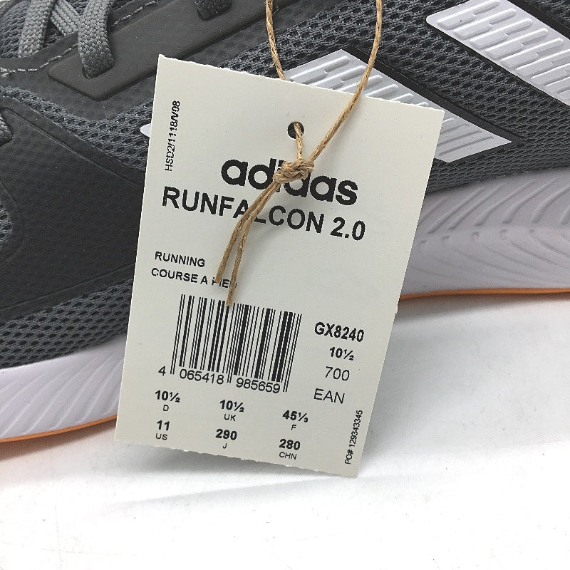 Adidas Runfalcon 2.0 Grey & White Stripe Running Course Sneakers Mens US 11 NEW