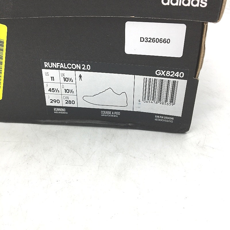 Adidas Runfalcon 2.0 Grey & White Stripe Running Course Sneakers Mens US 11 NEW