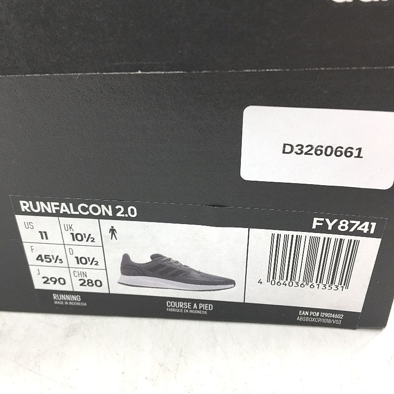 Adidas Runfalcon 2.0 Dark Grey Mesh Running Course Sneakers Mens Size US 11 NEW