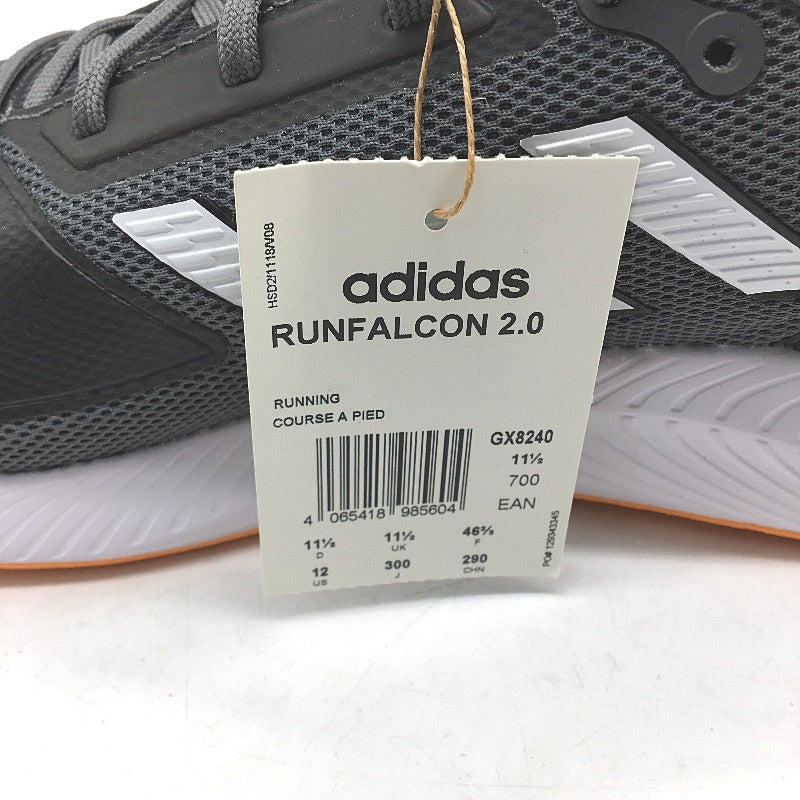 Adidas Runfalcon 2.0 Grey & White Stripe Running Course Sneakers Mens US 12 NEW