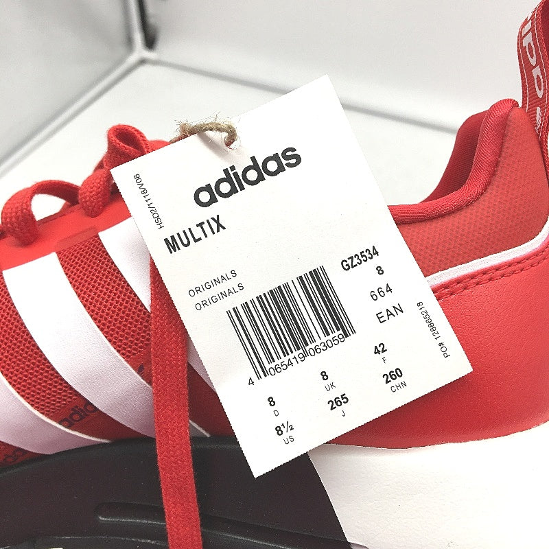 Adidas Originals Multix Vivid Red & White Stripe Sneakers Mens Size US 8.5 NEW