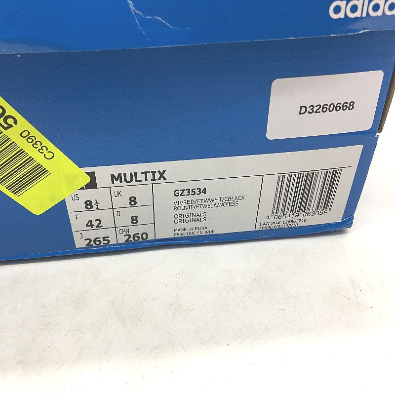 Adidas Originals Multix Vivid Red & White Stripe Sneakers Mens Size US 8.5 NEW