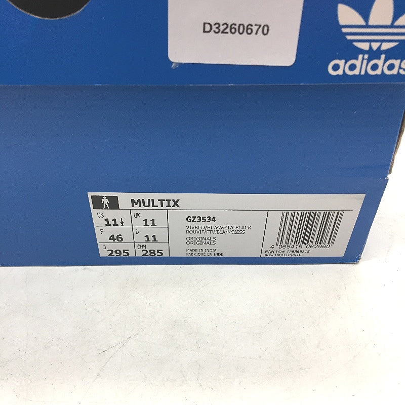 Adidas Originals Multix Vivid Red & White Stripe Sneakers Mens Size US 11.5 NEW