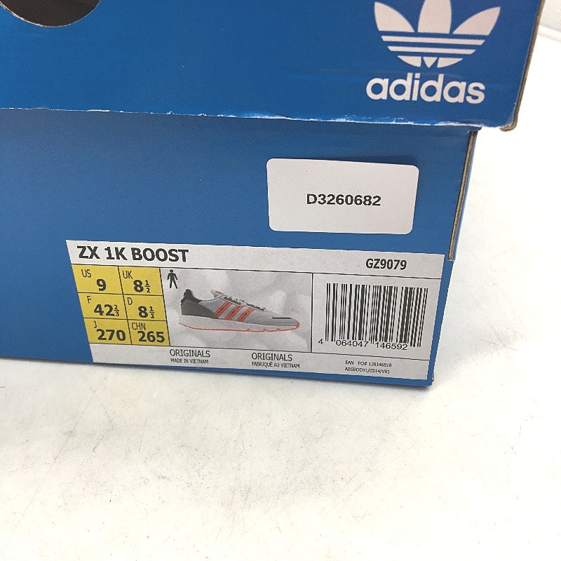 ♥  Adidas Originals ZX 1K Boost Light Grey & Red Sneakers Mens Size