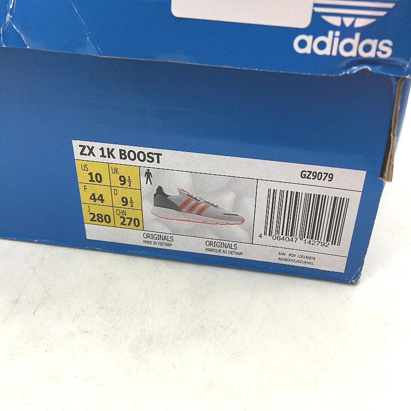 Adidas Originals ZX 1K Boost Light Grey & Red Sneakers Mens Size