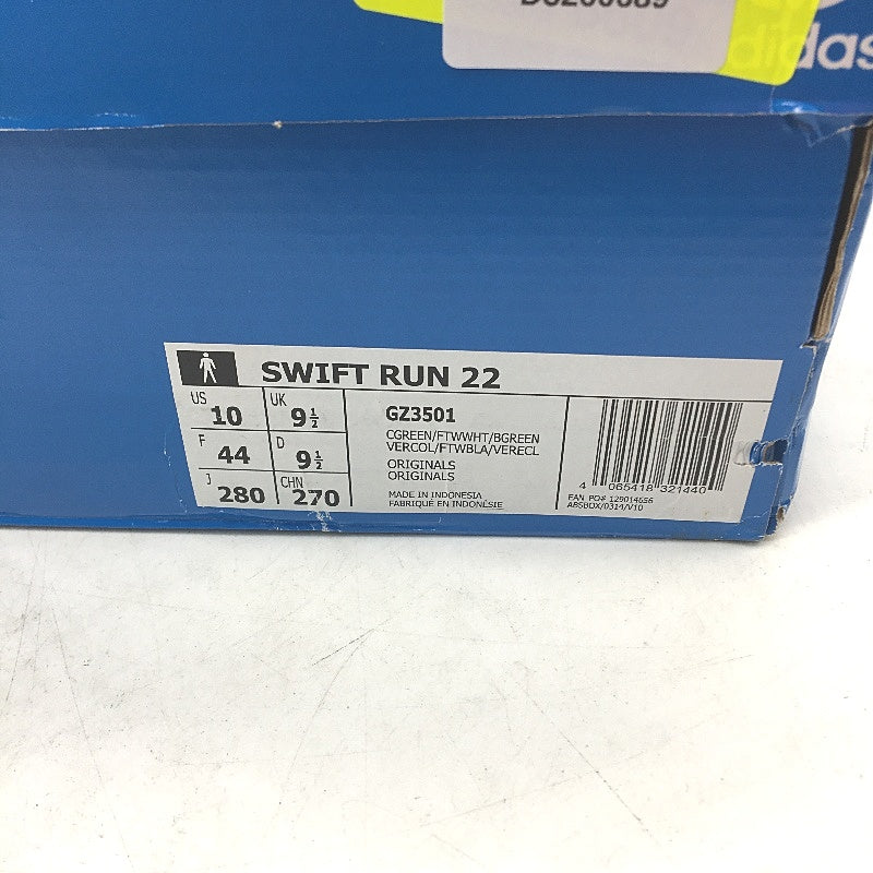 Adidas Originals Swift Run 22 Dual Tone Green Fabric Sneakers Mens Sze US 10 NEW