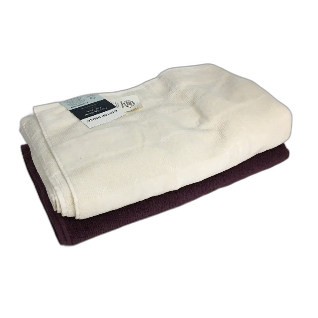 Kirkton House Australian Cotton 600GSM Bath Sheet Set Cream & Burgandy NEW