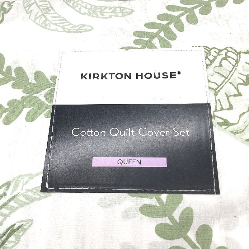 Kirkton House Australian Cotton Green Shell Print Quilt Cover Set QUEEN Bed NEW