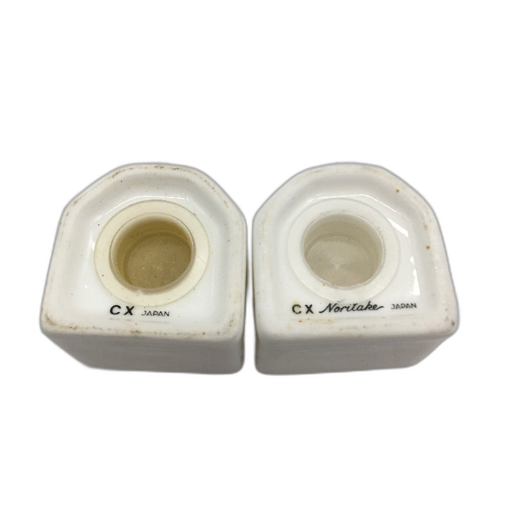 VINTAGE Noritake Ceramic White Made In Japan Mini Salt & Pepper Shakers
