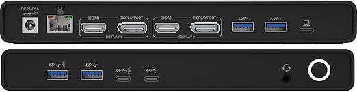 Comsol Universal USB C DisplayLink Dual 4K HDMI Docking Station With Adapter NEW