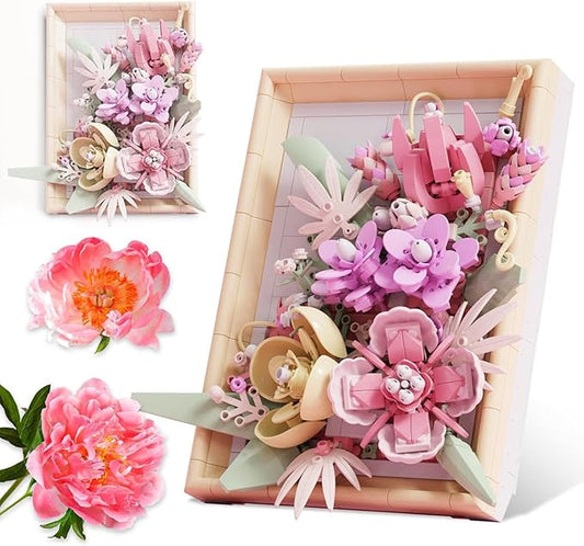 Flower Picture Frame Building Blocks Set LEGO Style DIY Home Decoration NEW