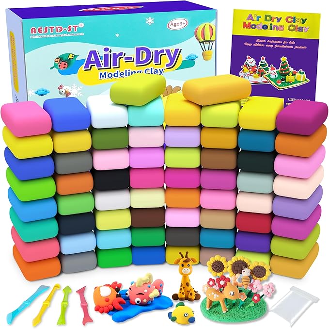 Aestd ST Soft Light Air Dry Modelling Clay 66 Colours With Sculpting Tools NEW