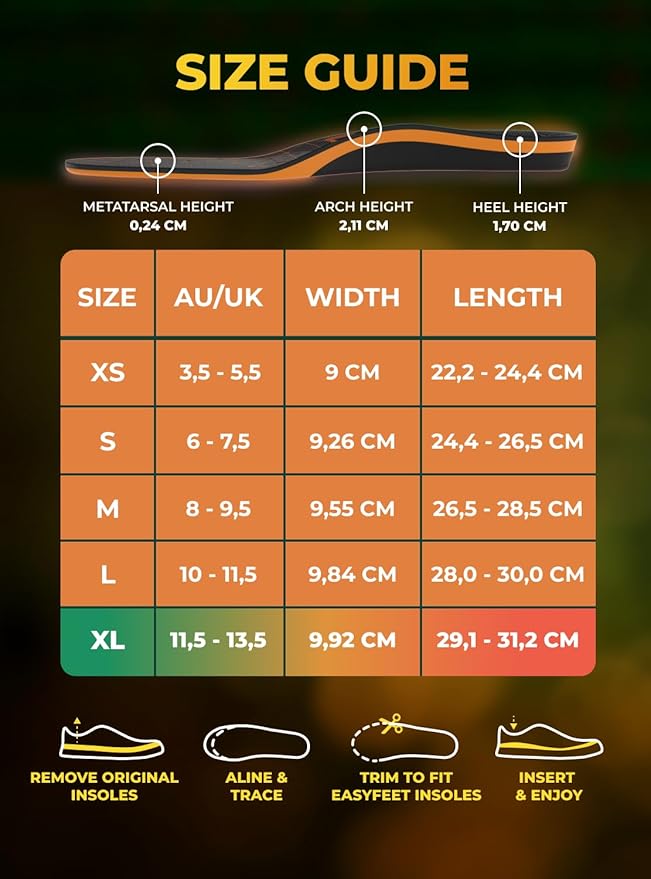 EASYFEET Flame Boost Athletic Sport Shoe Insoles Unisex Size XL UK11.5-13.5 NEW