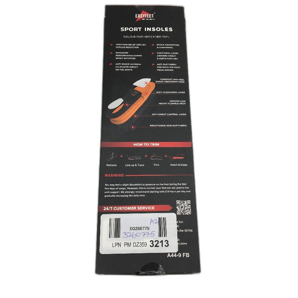 EASYFEET Flame Boost Athletic Sport Shoe Insoles Unisex Size XL UK11.5-13.5 NEW