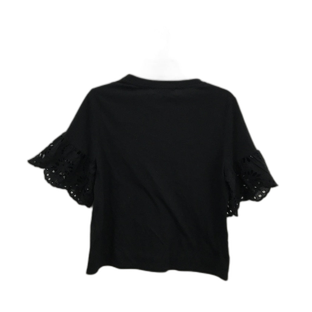Suzanne Grae Black Lace Short Sleeve Black Crop Top Ladies Size XS NEW