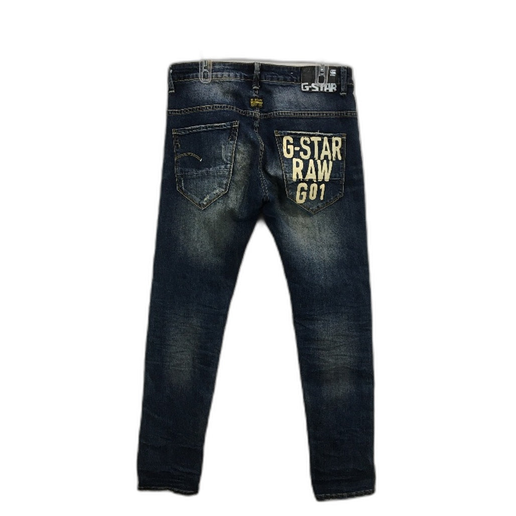 G Star Raw 3301 Slim Fit Straight Indigo Blue Denim Jeans Mens Size W34 L32