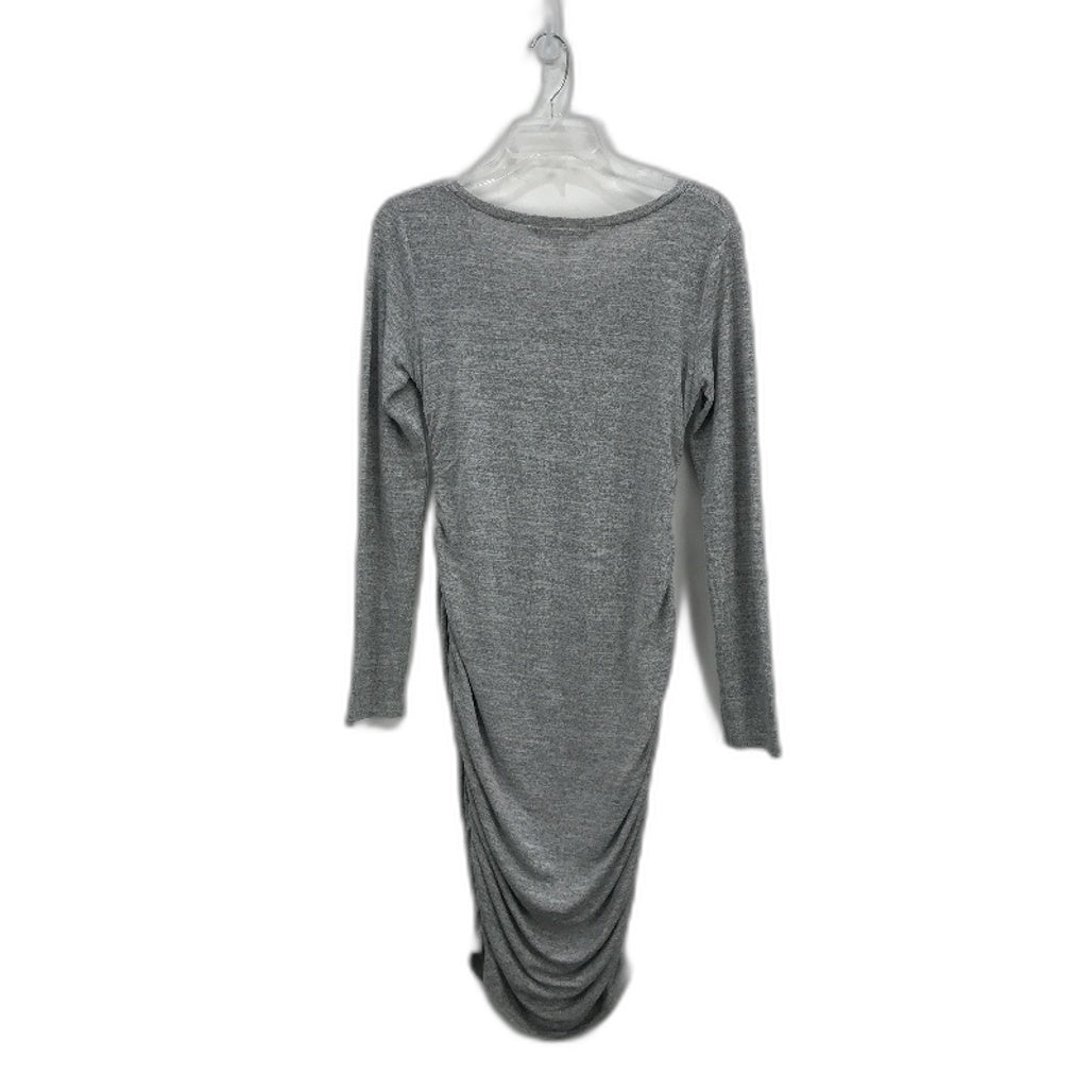 Ripe Maternity Ruched Side Grey Marle Long Sleeve Midi Dress Ladies Size Small
