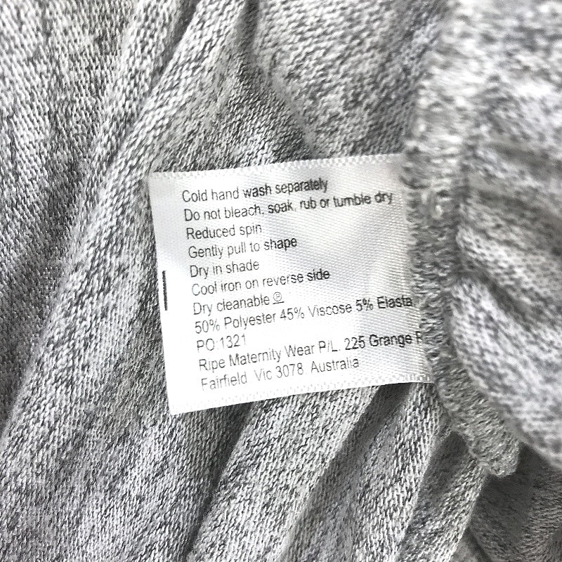 Ripe Maternity Ruched Side Grey Marle Long Sleeve Midi Dress Ladies Size Small