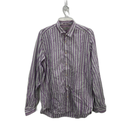 Ted Baker London Purple Green Stripe Elbow Patch Button Up Shirt Mens Size 4
