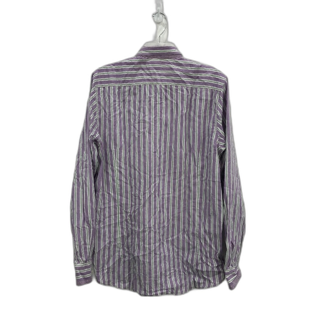 Ted Baker London Purple Green Stripe Elbow Patch Button Up Shirt Mens Size 4