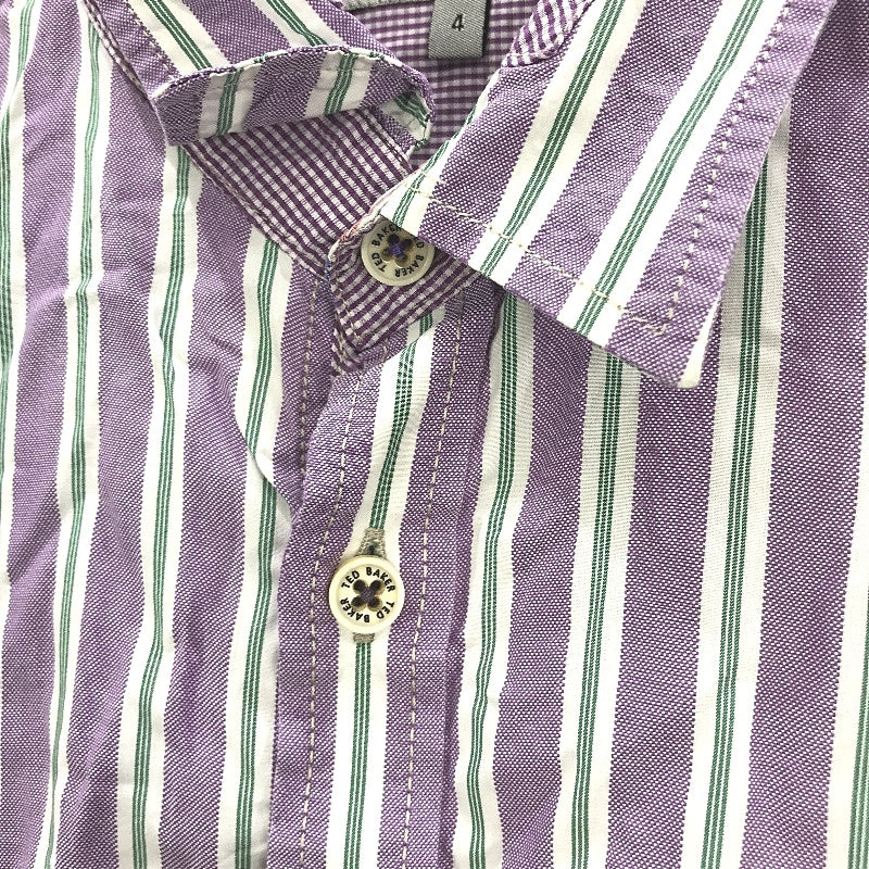 Ted Baker London Purple Green Stripe Elbow Patch Button Up Shirt Mens Size 4