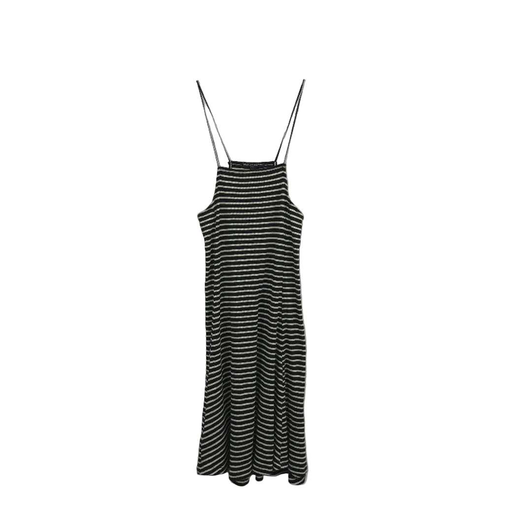 Brandy Melville Black White Striped Ribbed Knit Flared Dress Ladies One Size