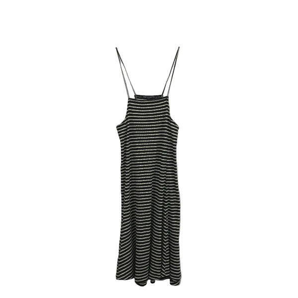 Brandy Melville Black White Striped Ribbed Knit Flared Dress Ladies One Size