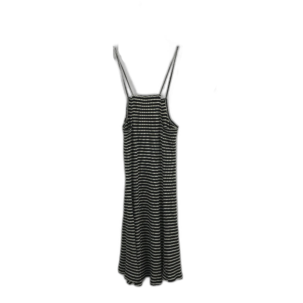 Brandy Melville Black White Striped Ribbed Knit Flared Dress Ladies One Size