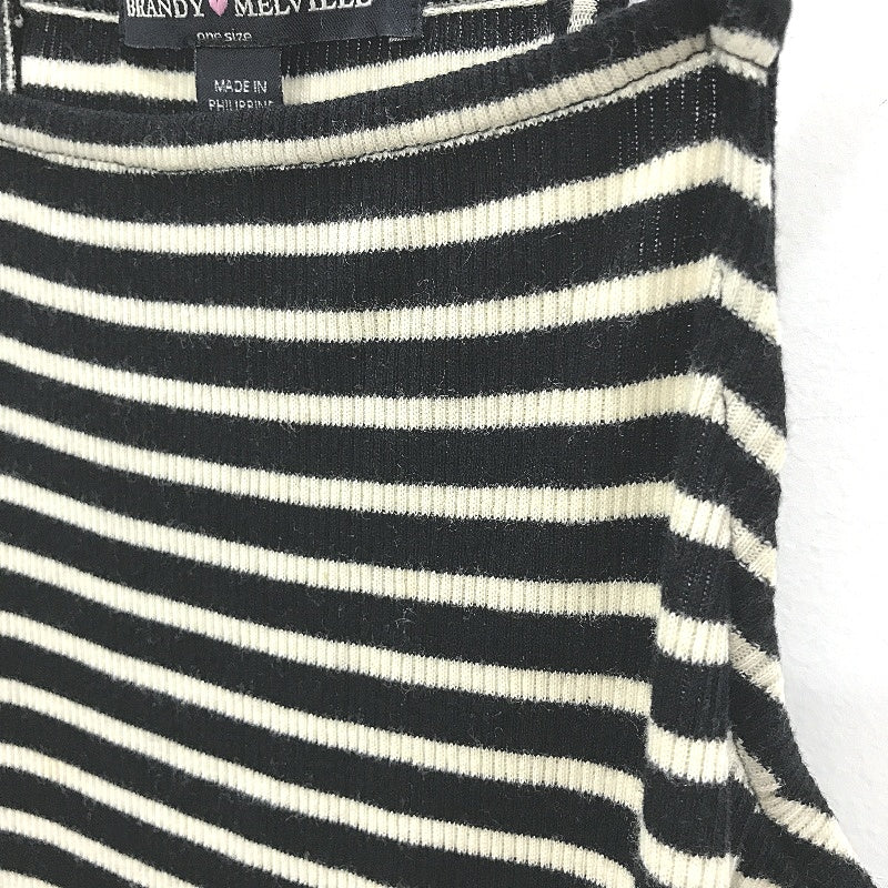Brandy Melville Black White Striped Ribbed Knit Flared Dress Ladies One Size