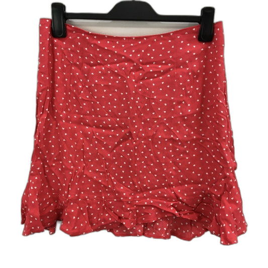 The Fifth Label Heart Pattern Red Frill Hem Mini Skirt Ladies Size XL
