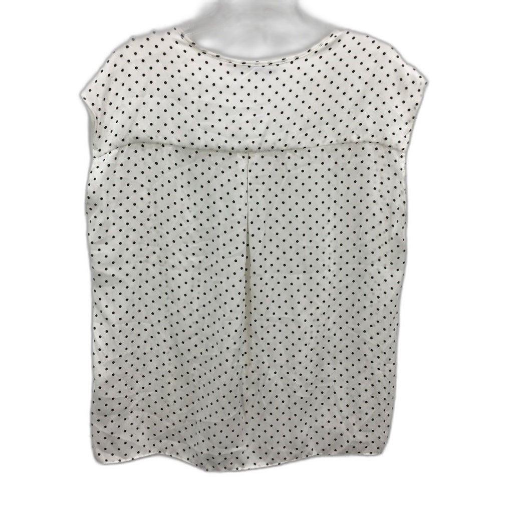 Zara Trafaluc White Dotted Tie Front Sleeveless Blouse Ladies Size XL