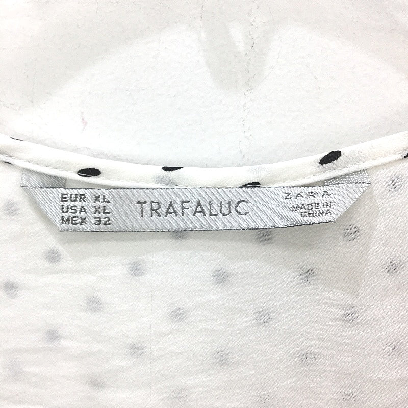 Zara Trafaluc White Dotted Tie Front Sleeveless Blouse Ladies Size XL