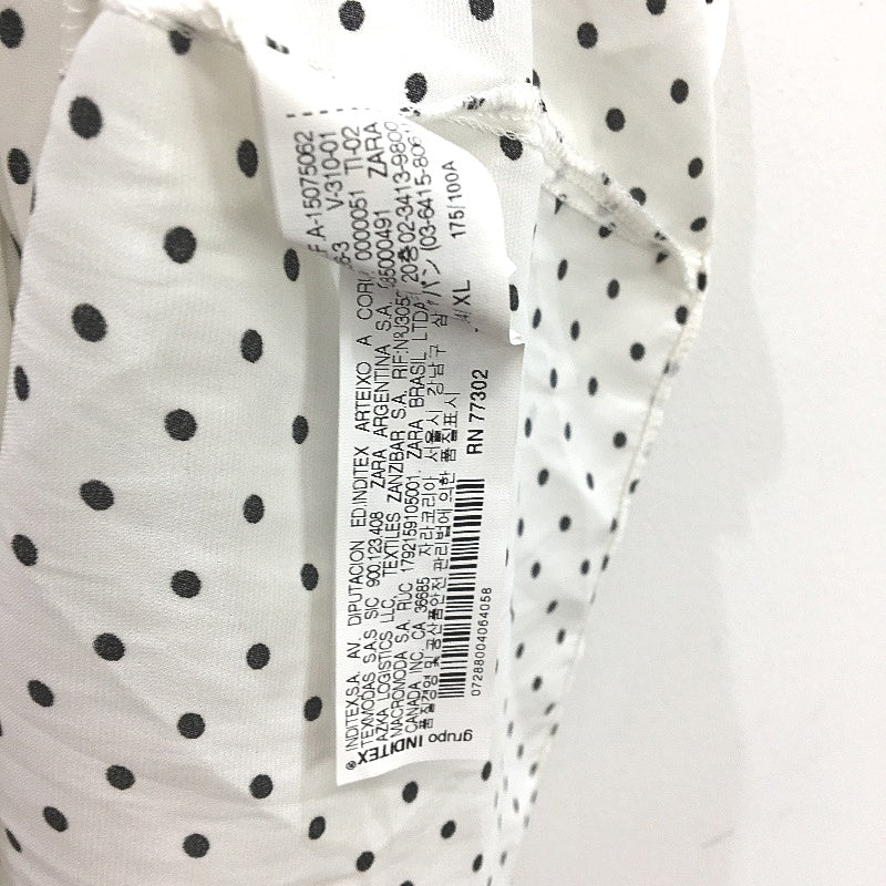 Zara Trafaluc White Dotted Tie Front Sleeveless Blouse Ladies Size XL