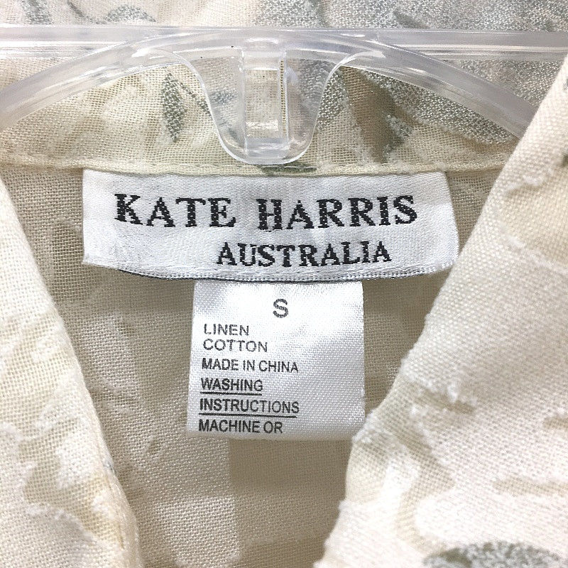 Kate Harris Rose Linen Blend Yellow Organza Shortsleeve Top Ladies Size Small