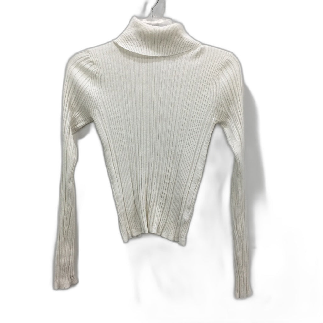 Glassons Rib Slim Fit White Turtleneck Longsleeve Top Ladies Size Small