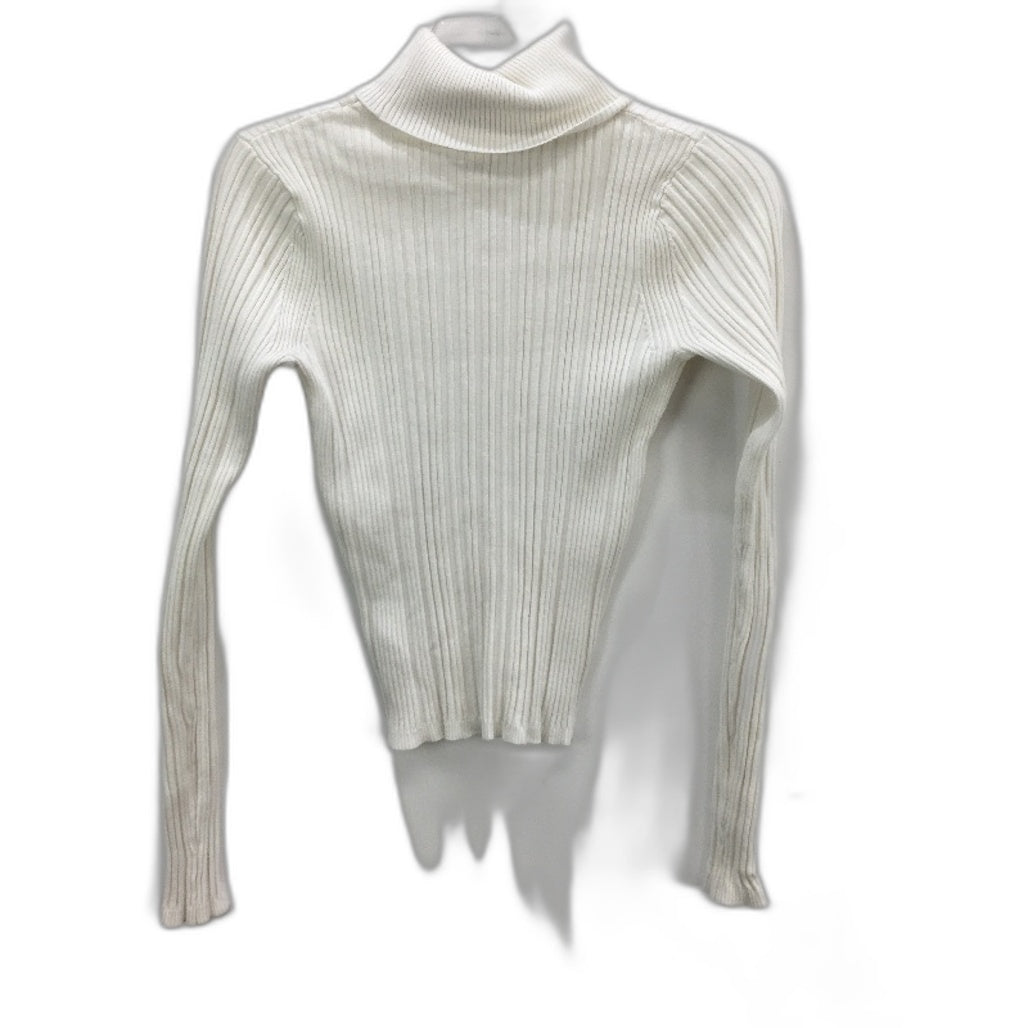 Glassons Rib Slim Fit White Turtleneck Longsleeve Top Ladies Size Small