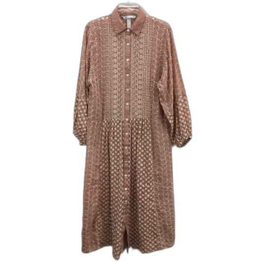 Zara Embroidered Blush Pink Longsleeve Midi Dress Ladies Size Medium