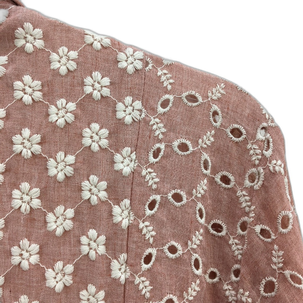 Zara Embroidered Blush Pink Longsleeve Midi Dress Ladies Size Medium