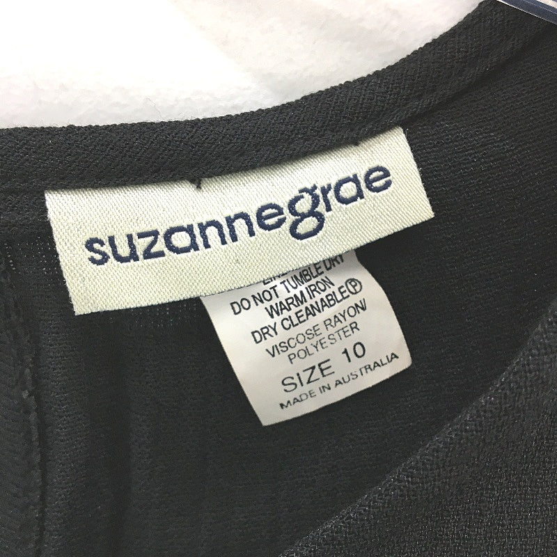 Suzanne Grae Black Viscose Blend Sleeveless Midi Dress Ladies Size 10