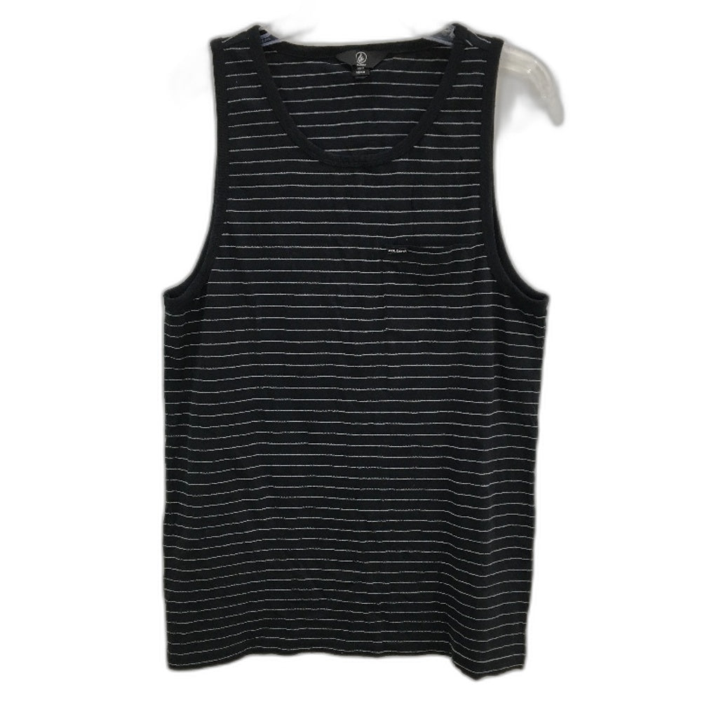Volcom Black Stripe Cotton Blend Sleeveless Tank Top Mens Size Medium