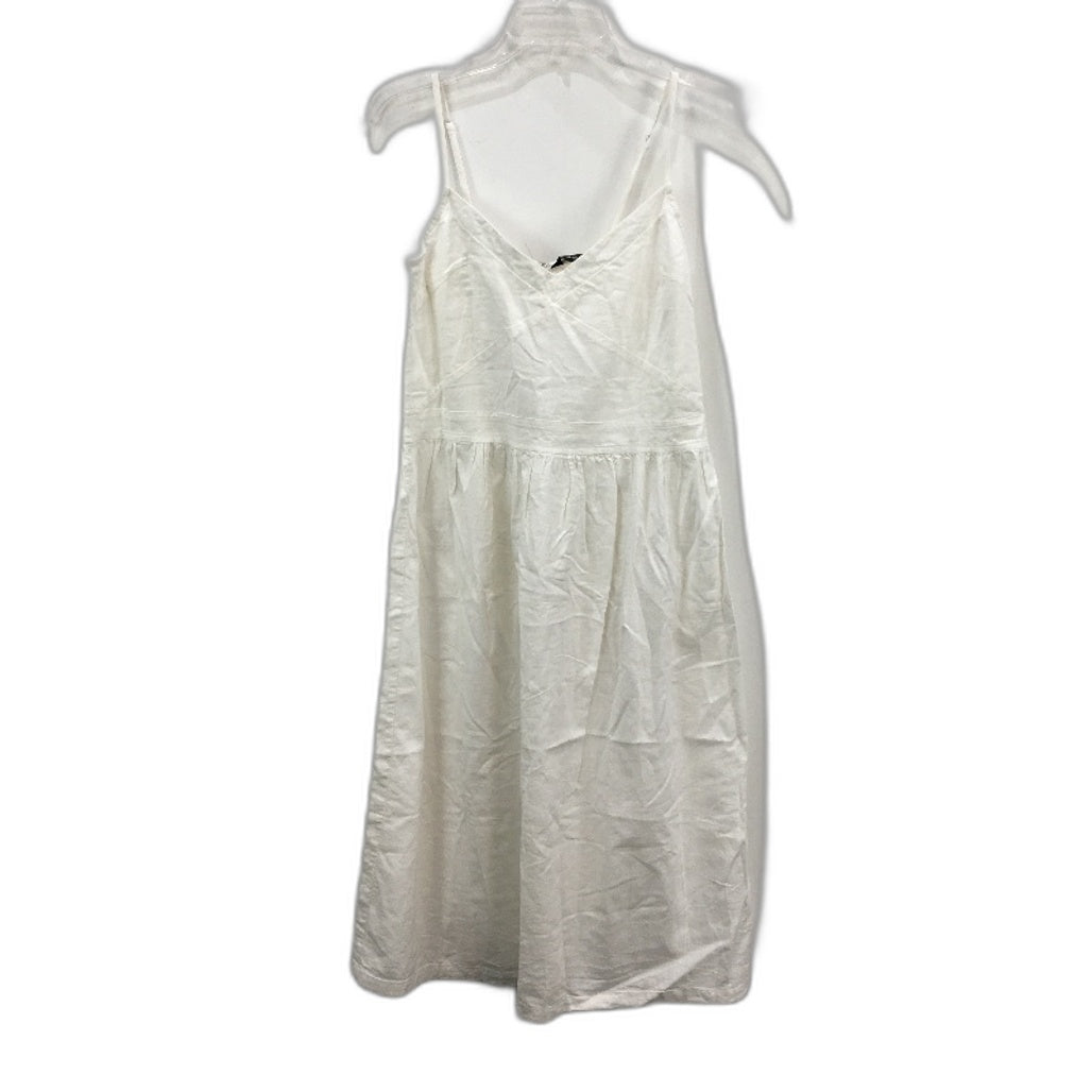 Glassons Linen Blend Plain White Spaghetti Strap Midi Dress Ladies Size 8