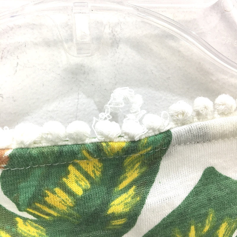 Suzanne Grae Boat Neck Tropical Leaf Green White Print Tee Ladies Size 2XL