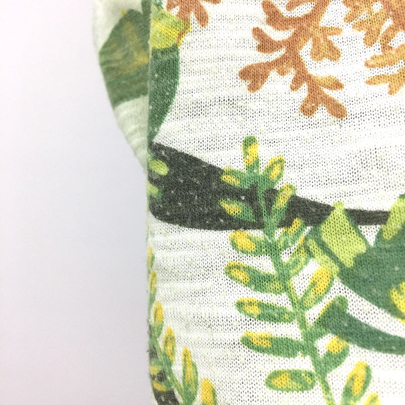 Suzanne Grae Boat Neck Tropical Leaf Green White Print Tee Ladies Size 2XL