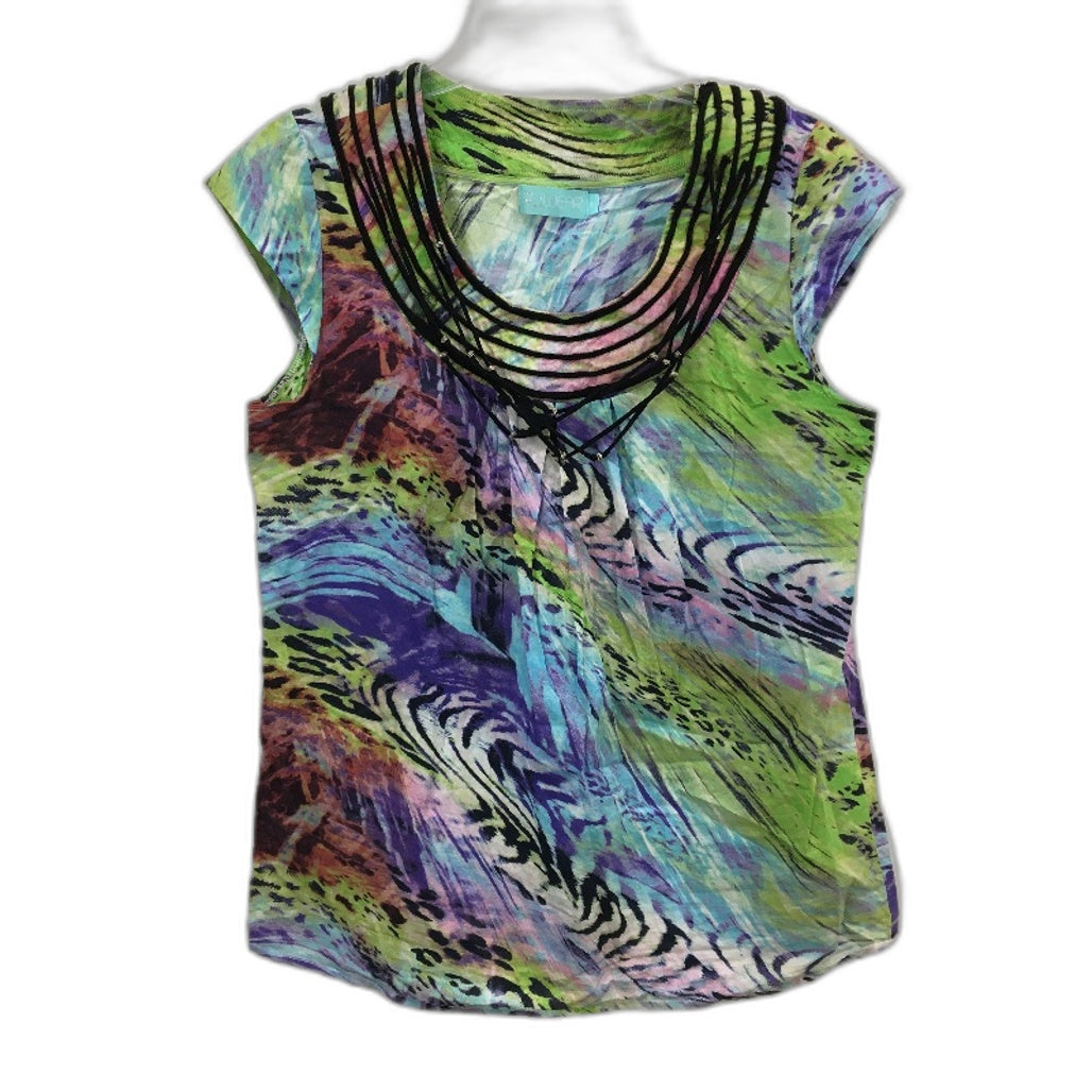 RJWear Rainbow Abstract Animal Pattern Sleeveless Blouse Ladies Size 10