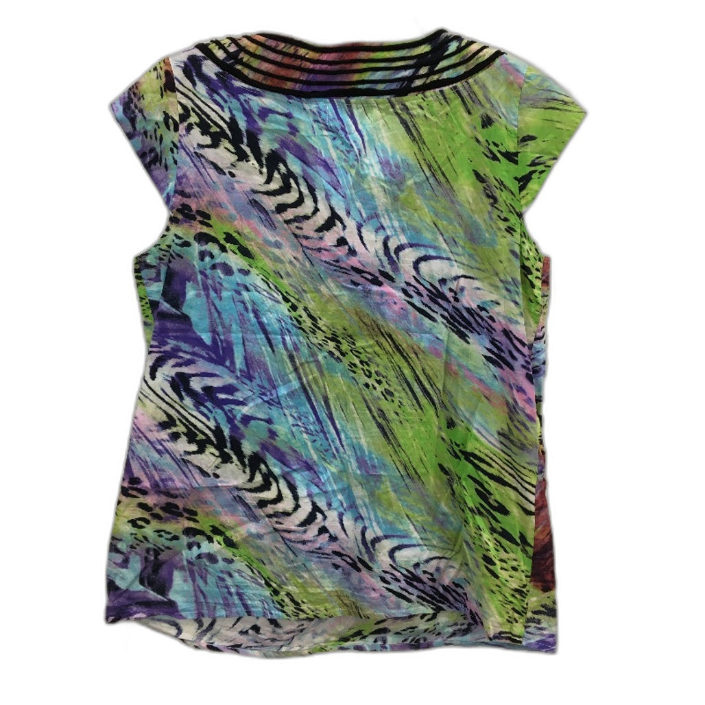 RJWear Rainbow Abstract Animal Pattern Sleeveless Blouse Ladies Size 10
