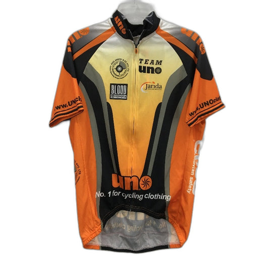 Uno Short Sleeve Orange Black Ribbed Team Cycling Jersey Mens Size XL NEW