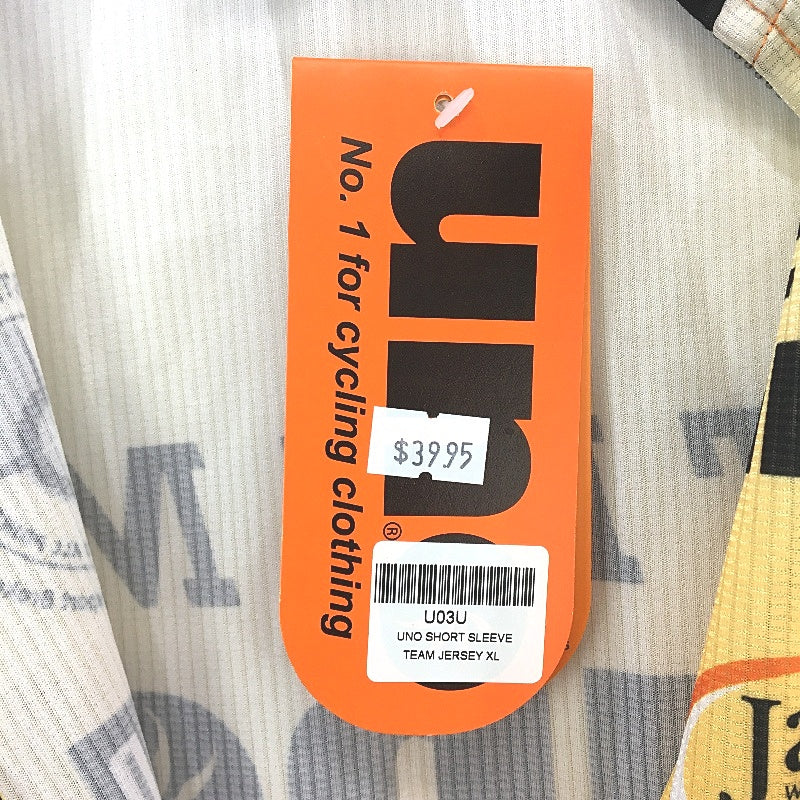 Uno Short Sleeve Orange Black Ribbed Team Cycling Jersey Mens Size XL NEW