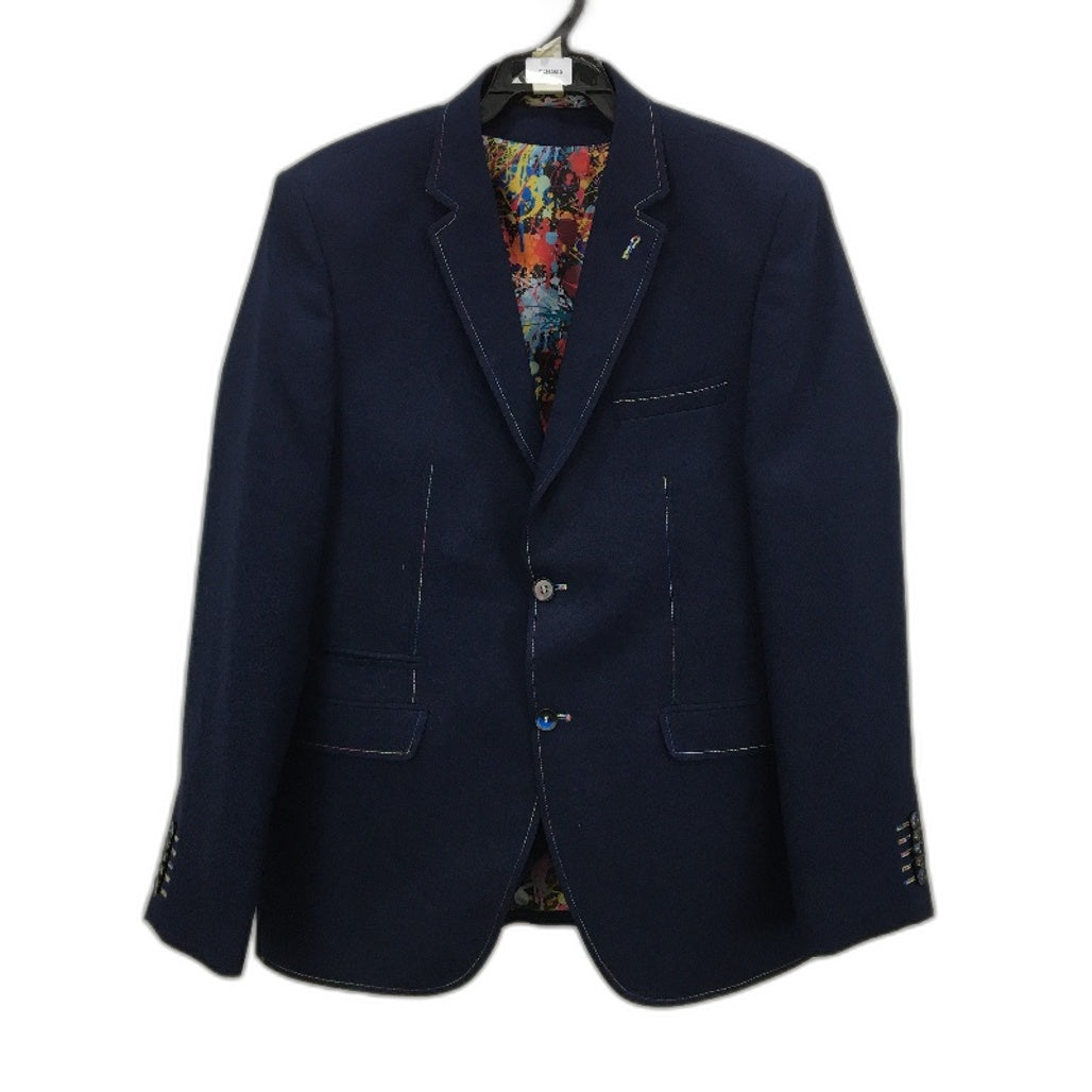 Claudio Lugli Paint Splash Navy Dress Jacket and Waistcoat Set Mens Size 52