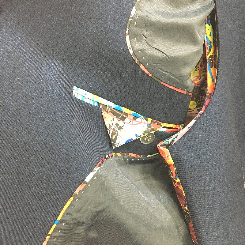 Claudio Lugli Paint Splash Navy Dress Jacket and Waistcoat Set Mens Size 52