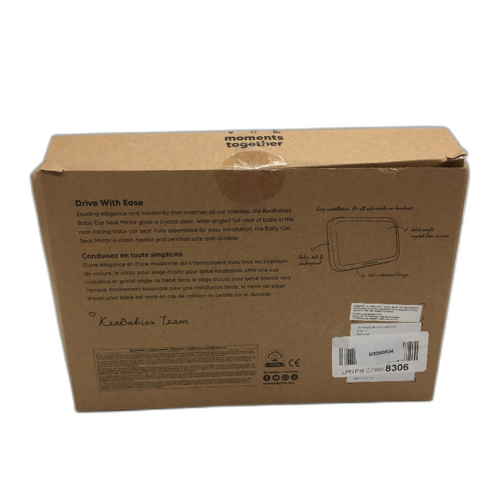 Keababies Wide Shatterproof Safety Baby Car Seat Mirror in Matte Black NEW